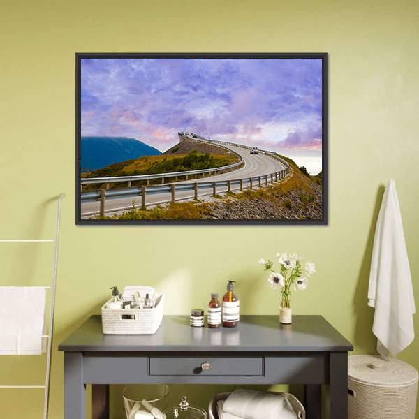Bridge On Atlantic Road Canvas Wall Art-1 Piece-Floating Frame-24" x 16"-Tiaracle