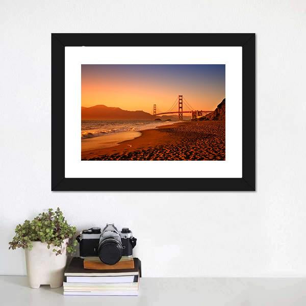 Bridge On Baker Beach Panoramic Canvas Wall Art-1 Piece-36" x 12"-Tiaracle