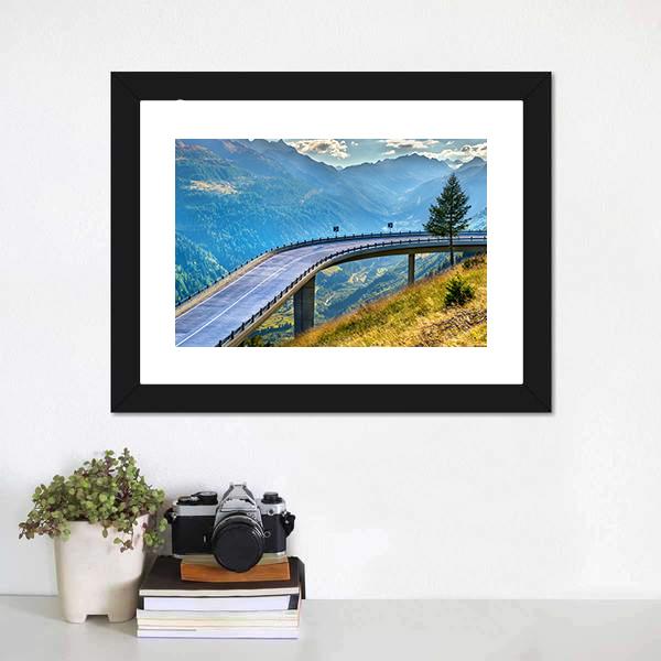 Bridge On Gotthard Pass Canvas Wall Art-1 Piece-Framed Print-20" x 16"-Tiaracle