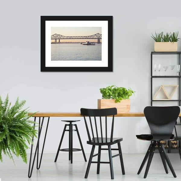 Bridge On Mississippi River Canvas Wall Art-3 Horizontal-Gallery Wrap-25" x 16"-Tiaracle
