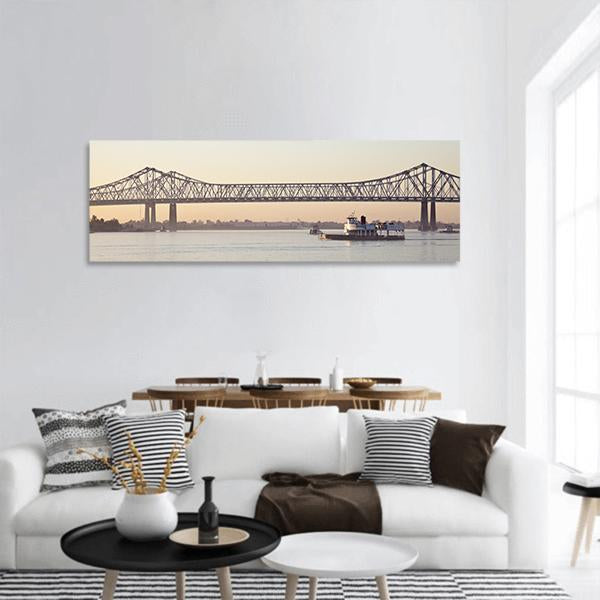 Bridge On Mississippi River Panoramic Canvas Wall Art-1 Piece-36" x 12"-Tiaracle
