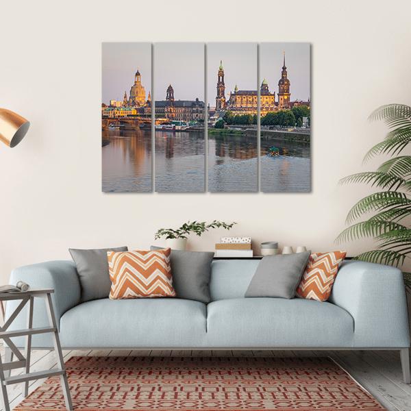 Bridge On River Of City Dresden Canvas Wall Art-1 Piece-Gallery Wrap-36" x 24"-Tiaracle