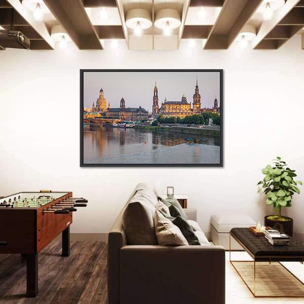 Bridge On River Of City Dresden Canvas Wall Art-3 Horizontal-Gallery Wrap-25" x 16"-Tiaracle