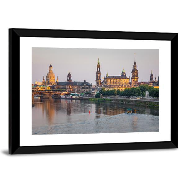 Bridge On River Of City Dresden Canvas Wall Art-3 Horizontal-Gallery Wrap-25" x 16"-Tiaracle