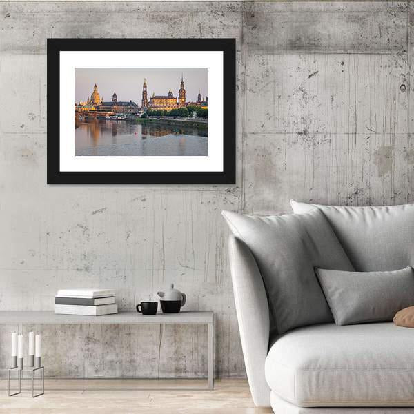 Bridge On River Of City Dresden Canvas Wall Art-3 Horizontal-Gallery Wrap-25" x 16"-Tiaracle
