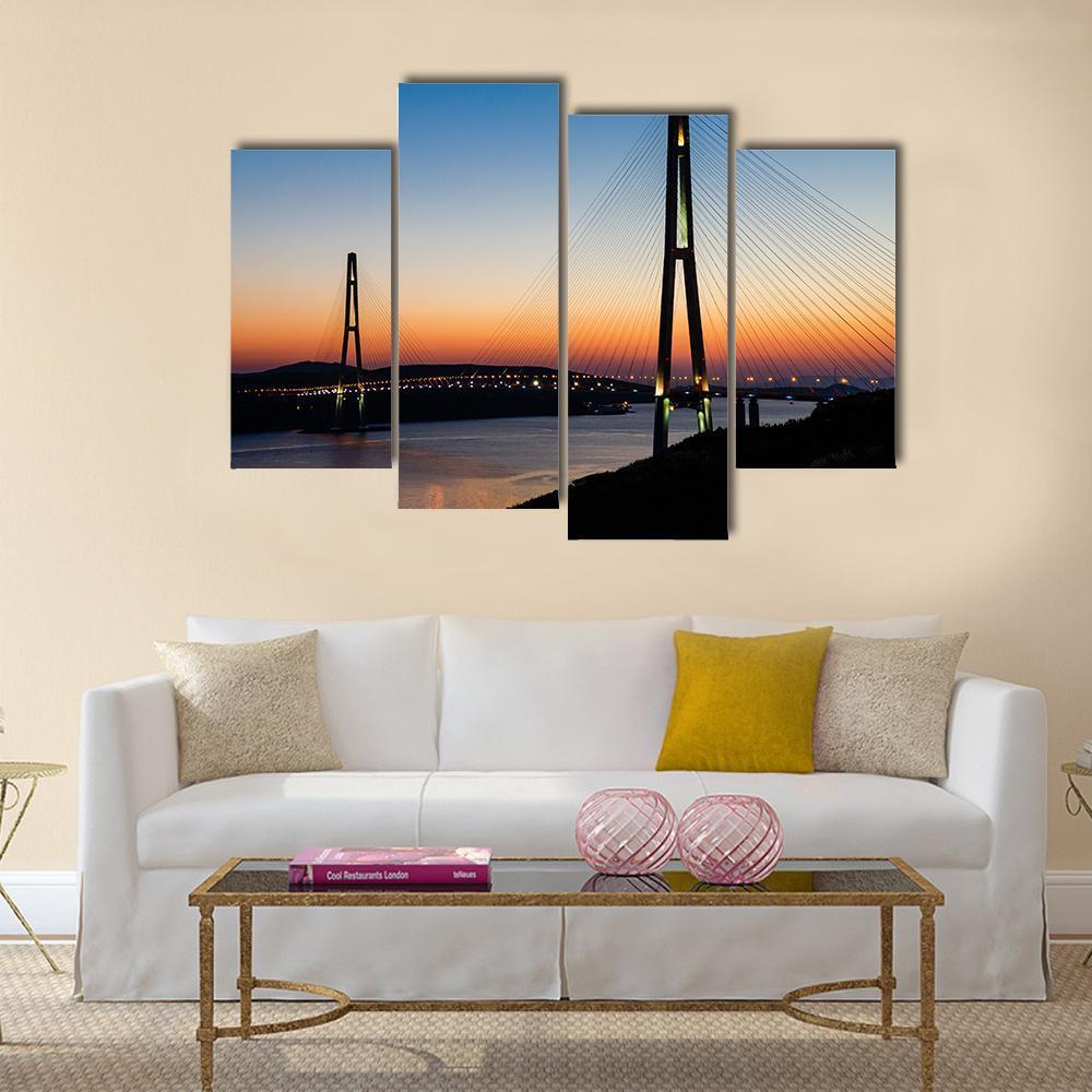 Bridge On Russian Island Canvas Wall Art-4 Pop-Gallery Wrap-50" x 32"-Tiaracle
