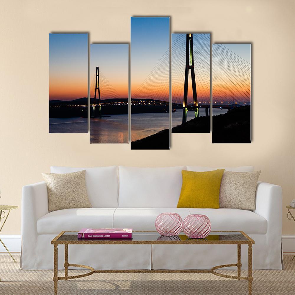 Bridge On Russian Island Canvas Wall Art-5 Pop-Gallery Wrap-47" x 32"-Tiaracle