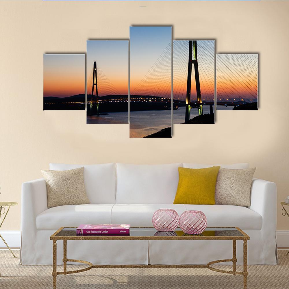 Bridge On Russian Island Canvas Wall Art-5 Pop-Gallery Wrap-47" x 32"-Tiaracle