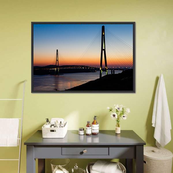 Bridge On Russian Island Canvas Wall Art-3 Horizontal-Gallery Wrap-25" x 16"-Tiaracle