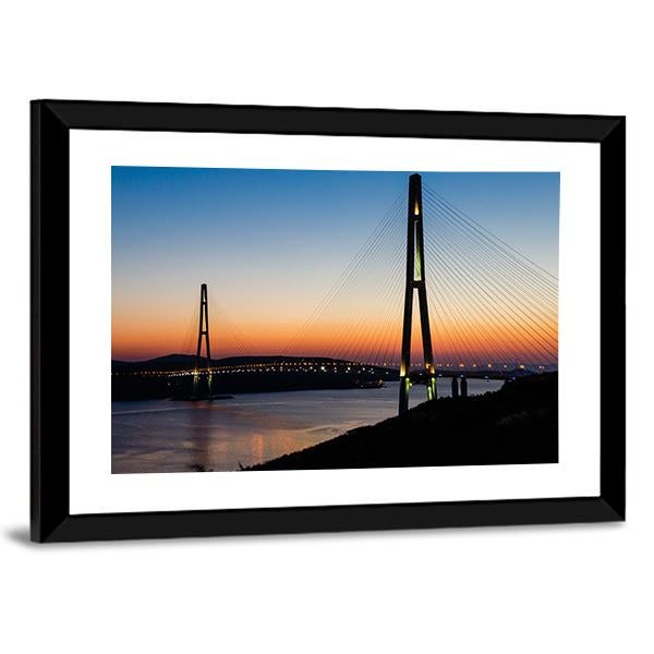 Bridge On Russian Island Canvas Wall Art-3 Horizontal-Gallery Wrap-25" x 16"-Tiaracle