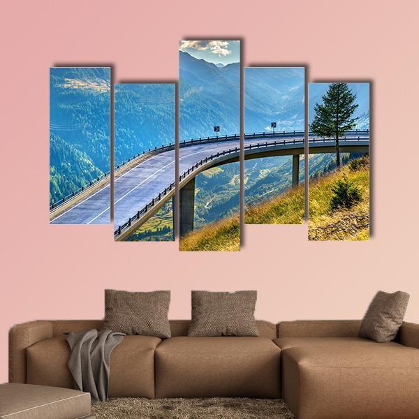 Bridge On Gotthard Pass Canvas Wall Art-5 Pop-Gallery Wrap-47" x 32"-Tiaracle