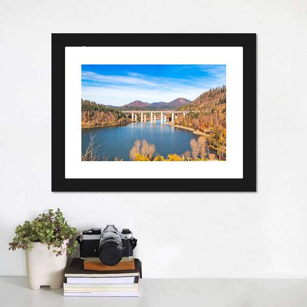 Bridge Over Bajer Lake Canvas Wall Art-1 Piece-Framed Print-20" x 16"-Tiaracle