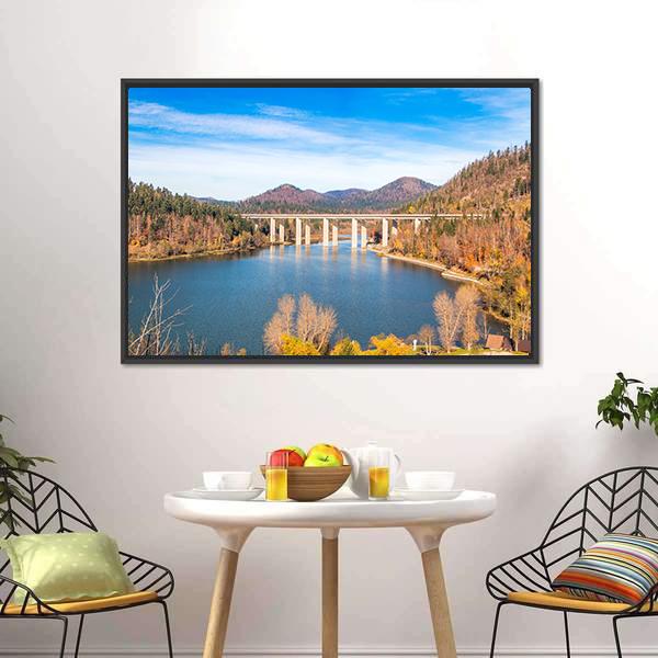 Bridge Over Bajer Lake Canvas Wall Art-5 Horizontal-Gallery Wrap-22" x 12"-Tiaracle