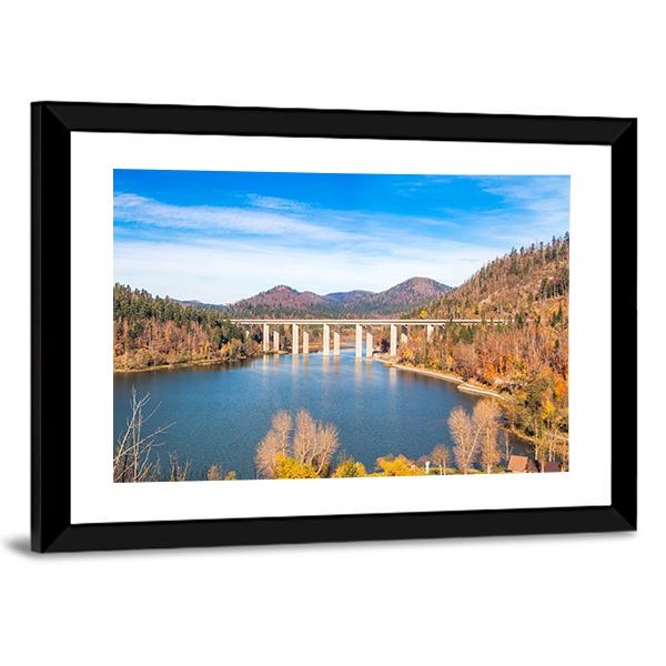 Bridge Over Bajer Lake Canvas Wall Art-3 Horizontal-Gallery Wrap-25" x 16"-Tiaracle