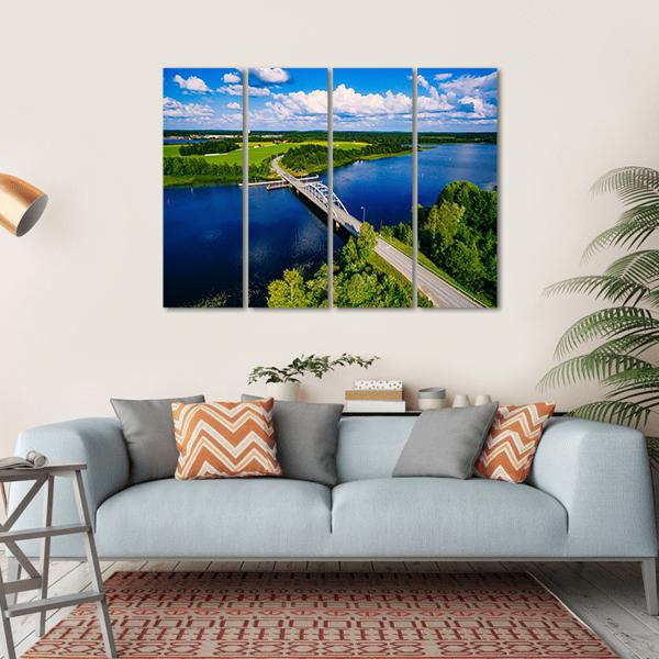 Bridge Over Blue Lake Finland Canvas Wall Art-4 Horizontal-Gallery Wrap-34" x 24"-Tiaracle