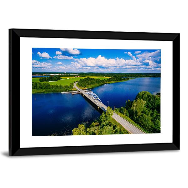 Bridge Over Blue Lake Finland Canvas Wall Art-3 Horizontal-Gallery Wrap-25" x 16"-Tiaracle