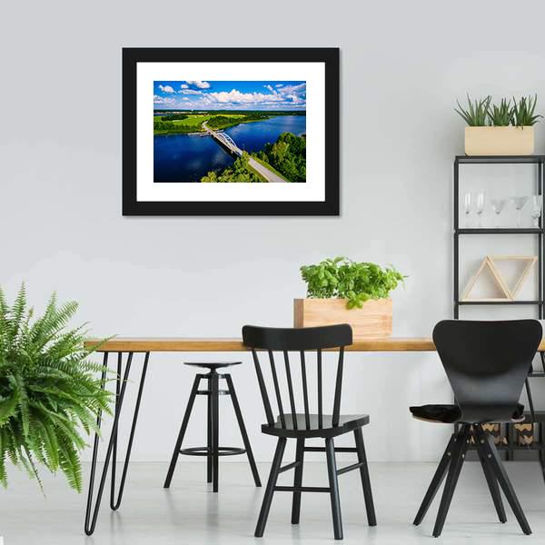 Bridge Over Blue Lake Finland Canvas Wall Art-3 Horizontal-Gallery Wrap-25" x 16"-Tiaracle