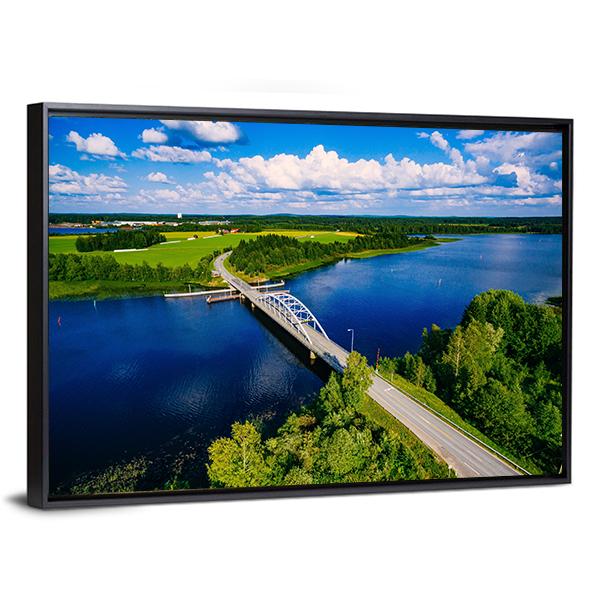 Bridge Over Blue Lake Finland Panoramic Canvas Wall Art-1 Piece-36" x 12"-Tiaracle