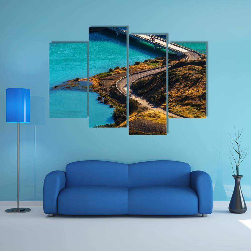 Bridge Over Blue River Canvas Wall Art-4 Pop-Gallery Wrap-50" x 32"-Tiaracle