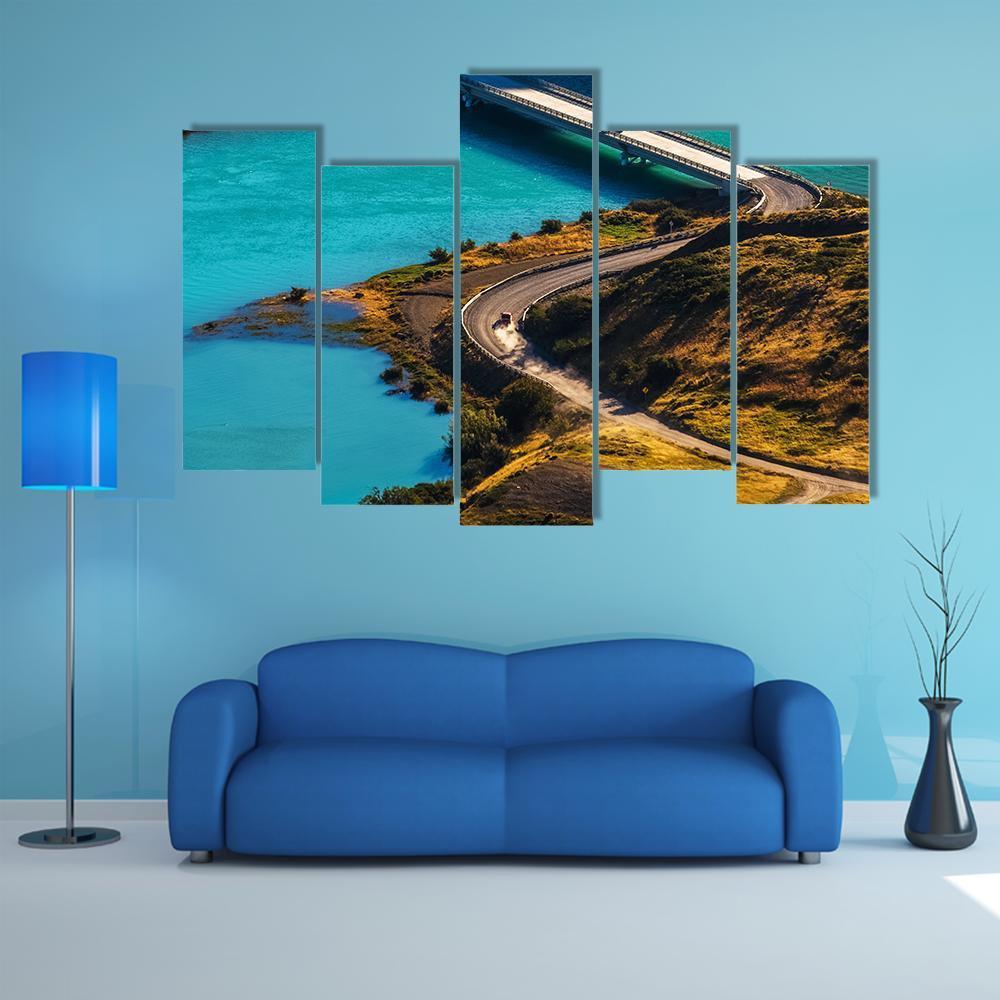 Bridge Over Blue River Canvas Wall Art-5 Pop-Gallery Wrap-47" x 32"-Tiaracle