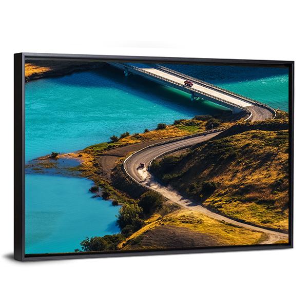 Bridge Over Blue River Canvas Wall Art-3 Horizontal-Gallery Wrap-25" x 16"-Tiaracle