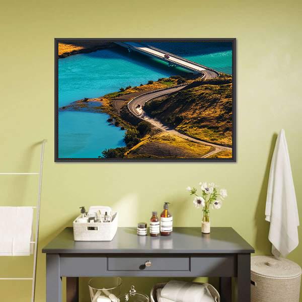 Bridge Over Blue River Canvas Wall Art-3 Horizontal-Gallery Wrap-25" x 16"-Tiaracle
