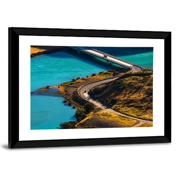 Bridge Over Blue River Canvas Wall Art-3 Horizontal-Gallery Wrap-25" x 16"-Tiaracle
