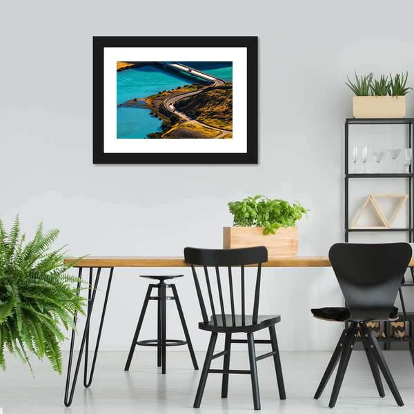 Bridge Over Blue River Canvas Wall Art-3 Horizontal-Gallery Wrap-25" x 16"-Tiaracle