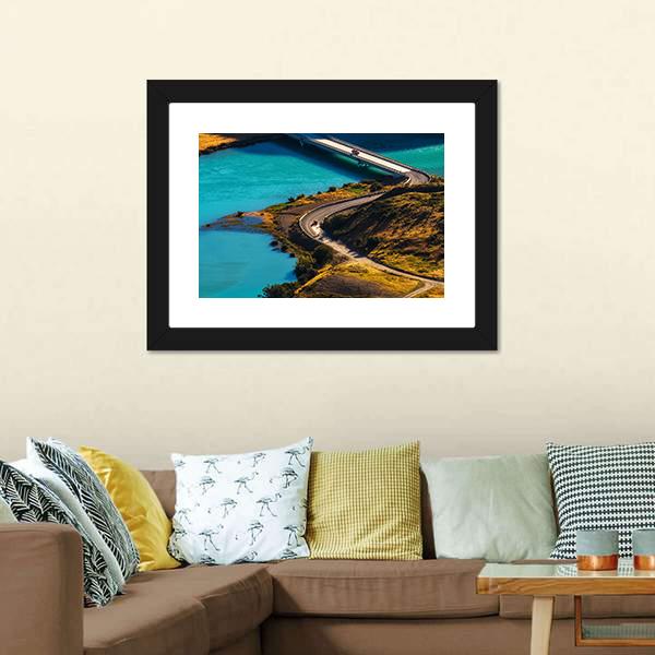 Bridge Over Blue River Canvas Wall Art-3 Horizontal-Gallery Wrap-25" x 16"-Tiaracle