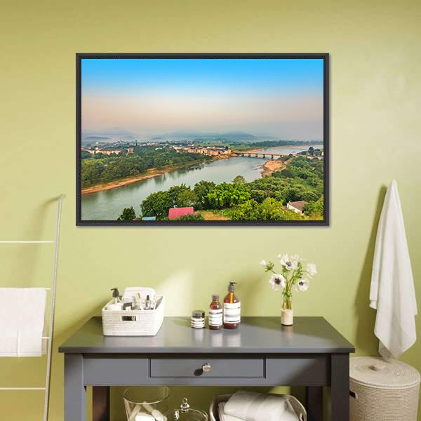 Bridge Over Bund River Canvas Wall Art-3 Horizontal-Gallery Wrap-25" x 16"-Tiaracle