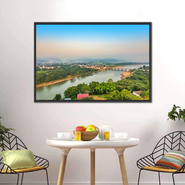 Bridge Over Bund River Canvas Wall Art-3 Horizontal-Gallery Wrap-25" x 16"-Tiaracle