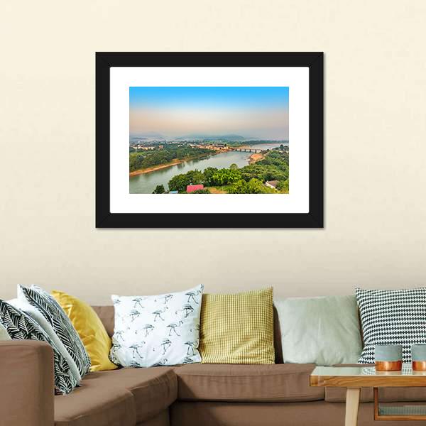 Bridge Over Bund River Canvas Wall Art-3 Horizontal-Gallery Wrap-25" x 16"-Tiaracle