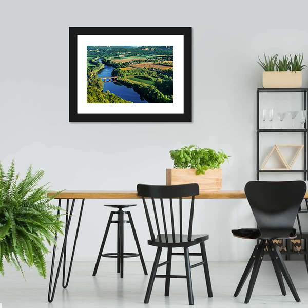 Bridge Over Dordogne River Canvas Wall Art-5 Horizontal-Gallery Wrap-22" x 12"-Tiaracle