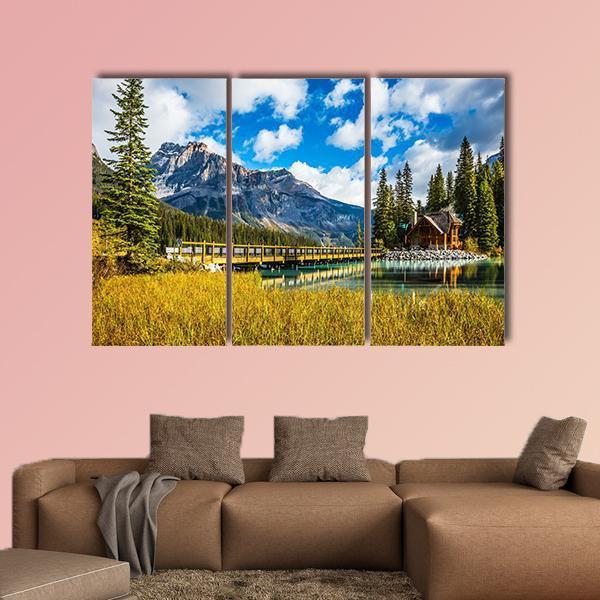 Bridge Over Emerald Lake Canvas Wall Art-3 Horizontal-Gallery Wrap-37" x 24"-Tiaracle