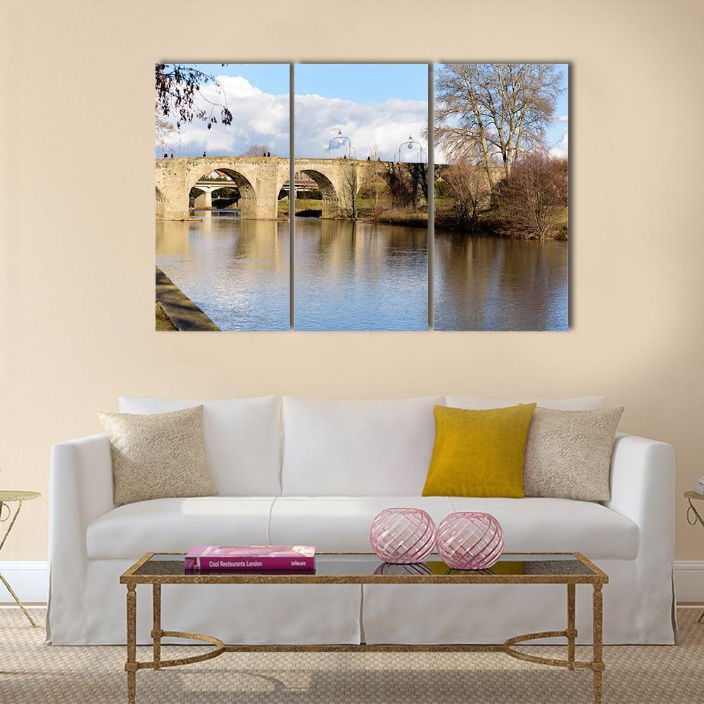 Bridge Over Lake France Canvas Wall Art-3 Horizontal-Gallery Wrap-37" x 24"-Tiaracle