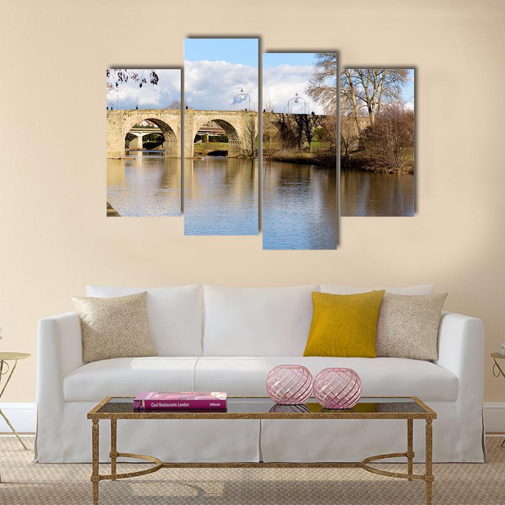 Bridge Over Lake France Canvas Wall Art-4 Pop-Gallery Wrap-50" x 32"-Tiaracle