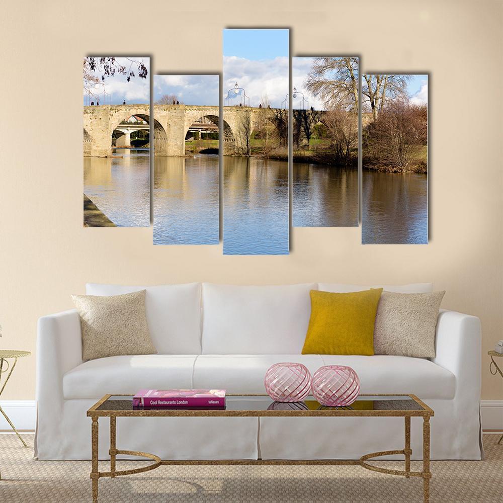 Bridge Over Lake France Canvas Wall Art-5 Pop-Gallery Wrap-47" x 32"-Tiaracle