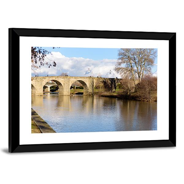 Bridge Over Lake France Canvas Wall Art-3 Horizontal-Gallery Wrap-25" x 16"-Tiaracle