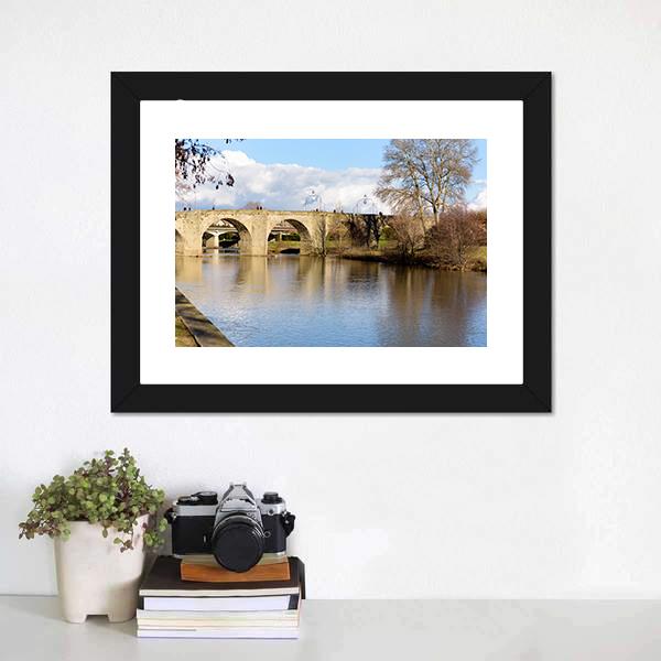 Bridge Over Lake France Canvas Wall Art-1 Piece-Framed Print-20" x 16"-Tiaracle