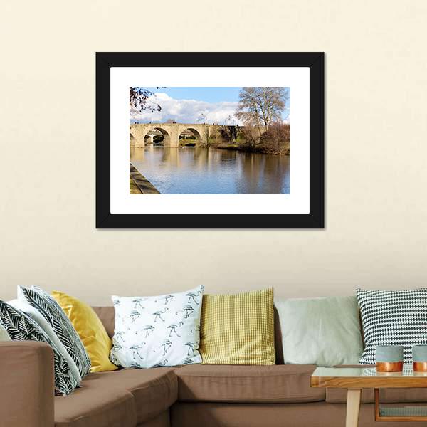 Bridge Over Lake France Canvas Wall Art-3 Horizontal-Gallery Wrap-25" x 16"-Tiaracle