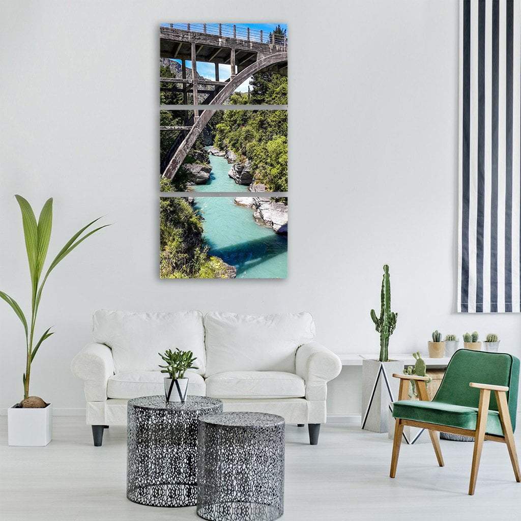 Bridge Over Mountain Lake Vertical Canvas Wall Art-3 Vertical-Gallery Wrap-12" x 25"-Tiaracle