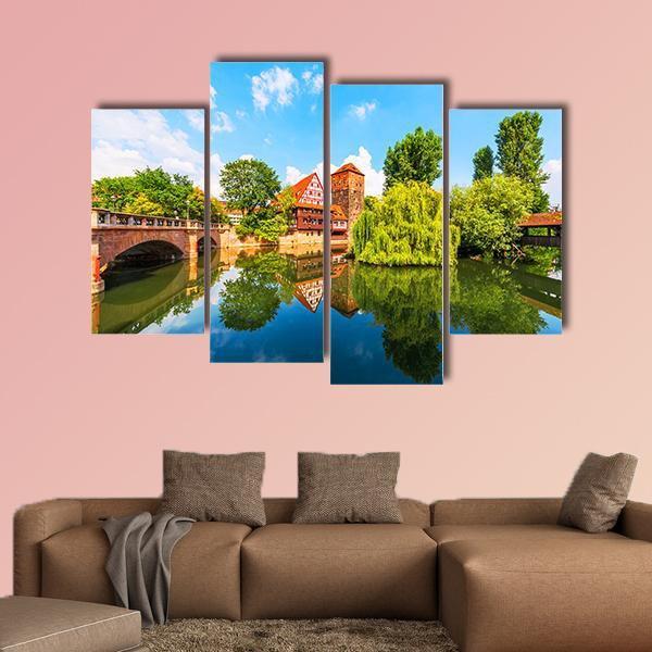 Bridge Over Pegnitz River Canvas Wall Art-4 Pop-Gallery Wrap-50" x 32"-Tiaracle