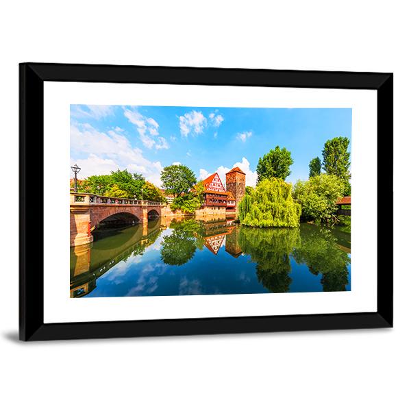 Bridge Over Pegnitz River Canvas Wall Art-3 Horizontal-Gallery Wrap-25" x 16"-Tiaracle