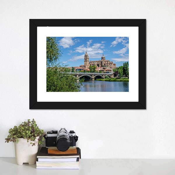 Bridge Over River Tormes Canvas Wall Art-1 Piece-Framed Print-20" x 16"-Tiaracle