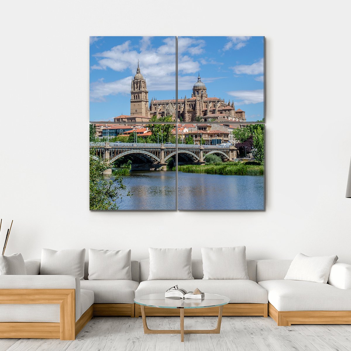 Bridge Over River Tormes Canvas Wall Art-4 Square-Gallery Wrap-17" x 17"-Tiaracle