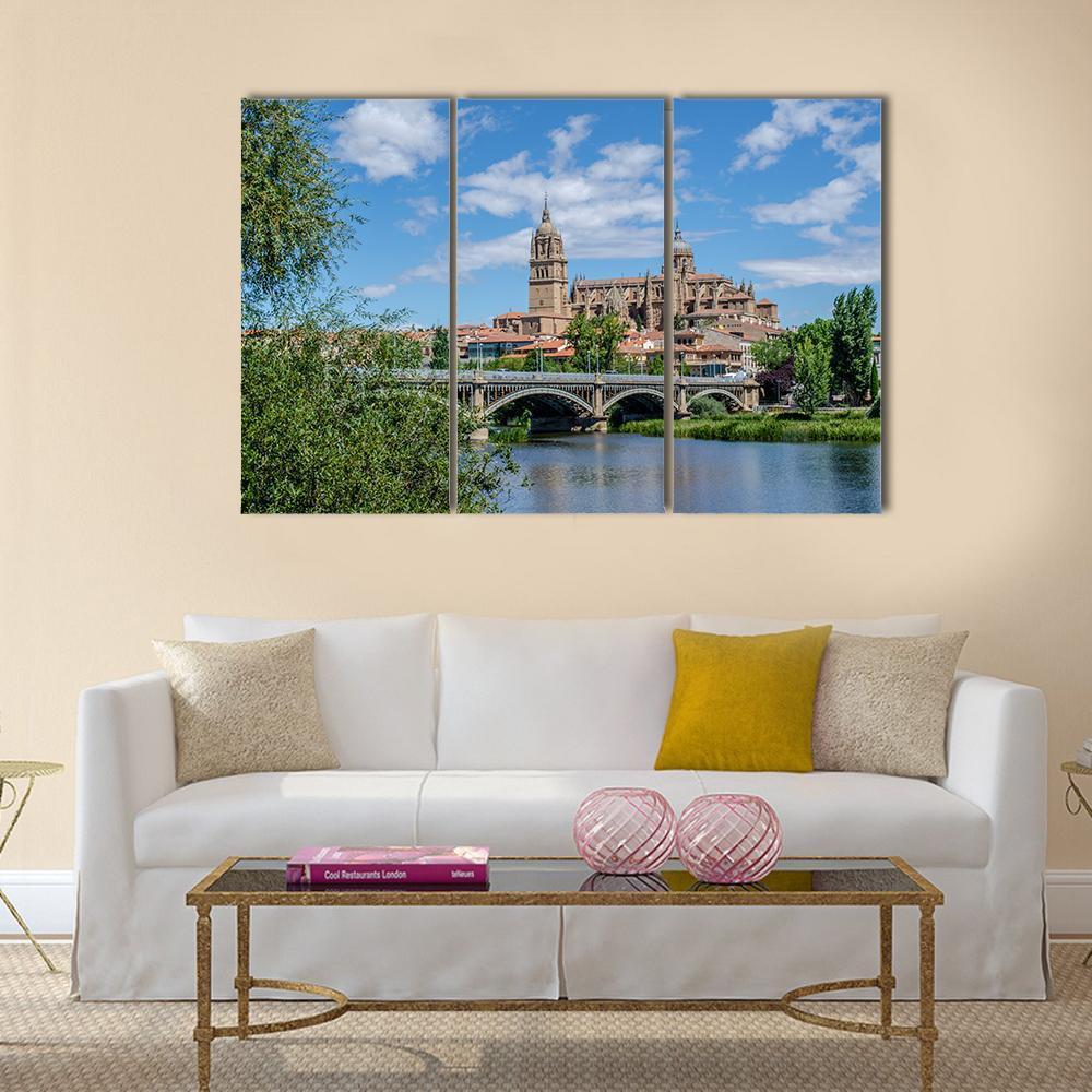 Bridge Over River Tormes Canvas Wall Art-3 Horizontal-Gallery Wrap-37" x 24"-Tiaracle