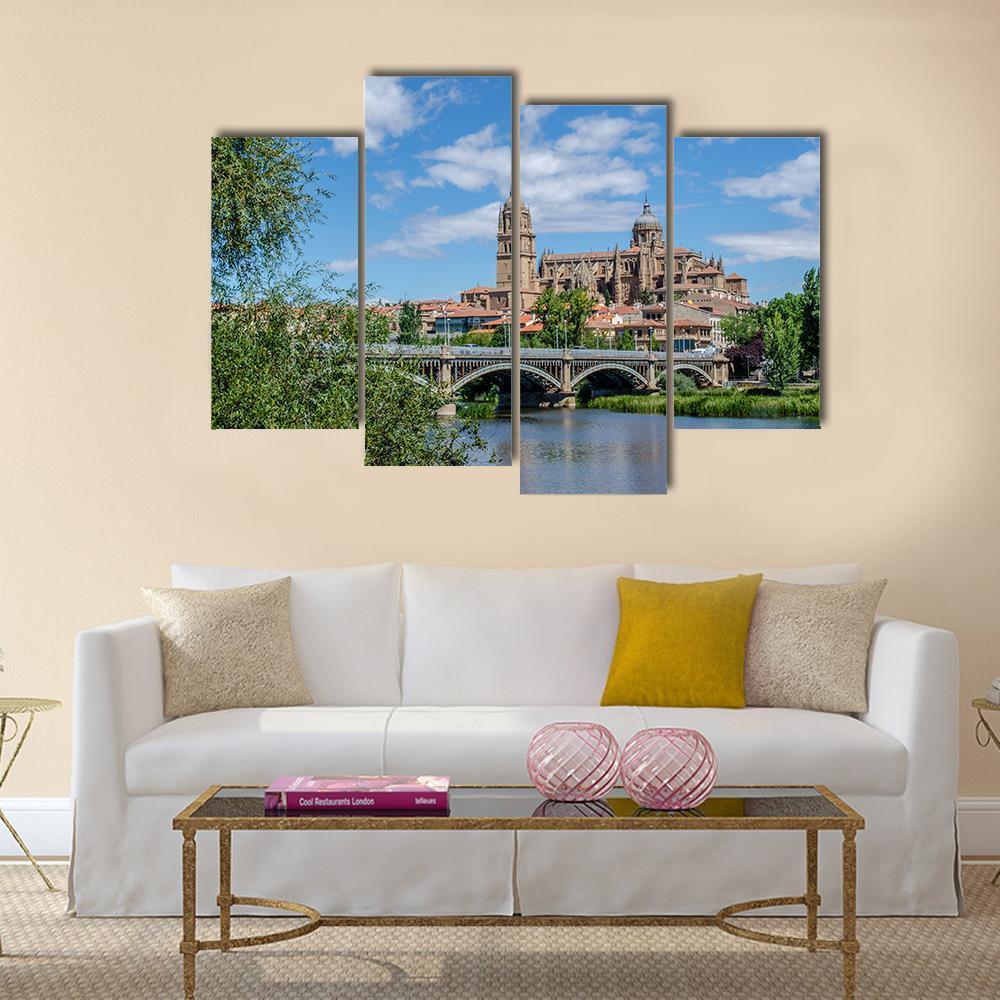 Bridge Over River Tormes Canvas Wall Art-5 Pop-Gallery Wrap-47" x 32"-Tiaracle
