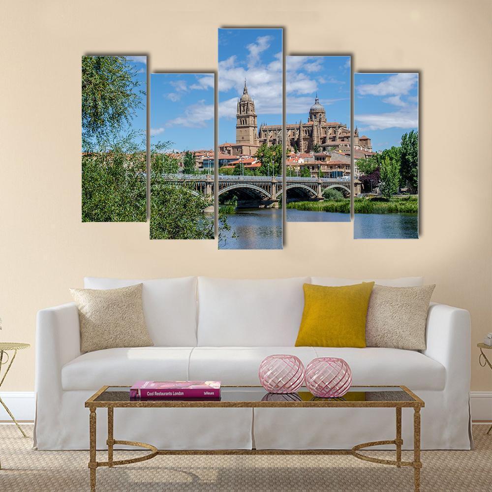 Bridge Over River Tormes Canvas Wall Art-5 Pop-Gallery Wrap-47" x 32"-Tiaracle