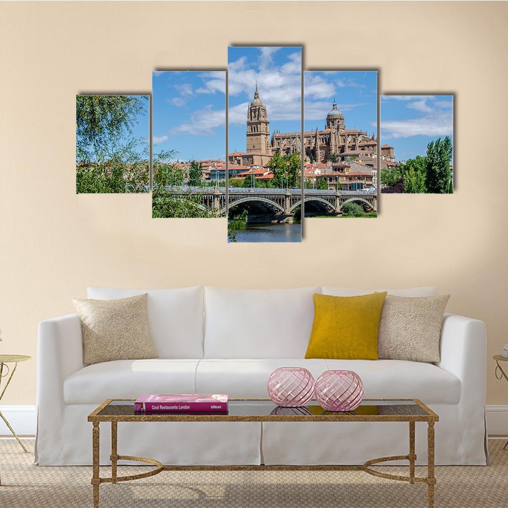 Bridge Over River Tormes Canvas Wall Art-5 Star-Gallery Wrap-62" x 32"-Tiaracle