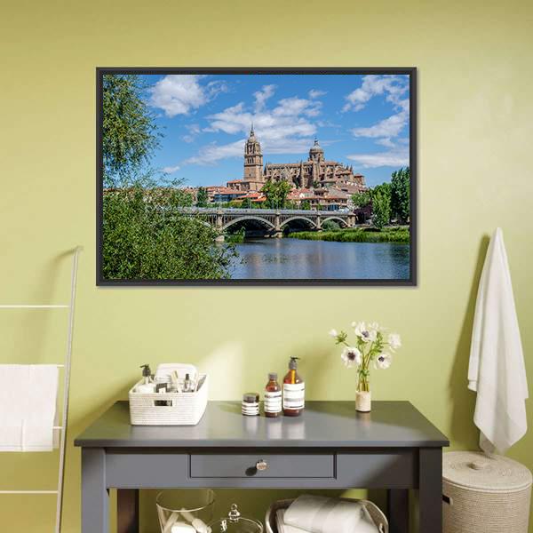 Bridge Over River Tormes Canvas Wall Art-3 Horizontal-Gallery Wrap-25" x 16"-Tiaracle